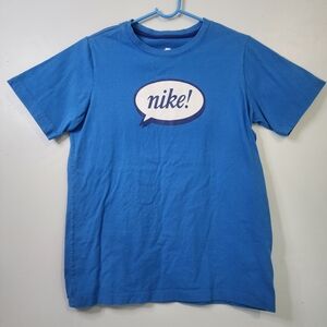 Nike White Cotton Care Tag Tee with Blue Stitching